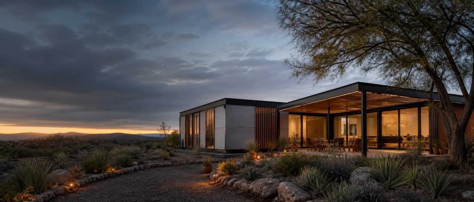 Propuesta visual ENSSSAN de vivienda modular en el paisaje de Guanajuato